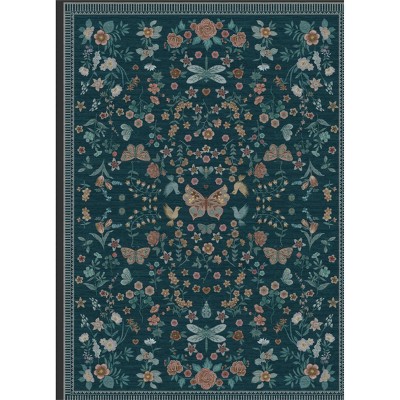 Fulvari Area Rugs,Washable Floral Area Rugs, Non-Slip and Stain Resistant Soft Throw Indoor Carpet for Dining Room Kitchen Home Decor