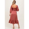 Pinkblush Mauve Satin Smocked Cinched Bust Maternity Midi Dress - 2 of 2