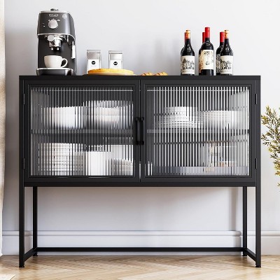 Buffet Cabinet with Glass Doors and Adjustable Shelves, Versatile Storage Solution for Kitchen, Dining Room, and Living Room Organization