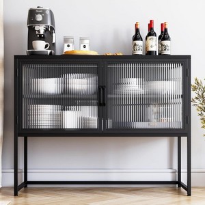 Buffet Cabinet with Glass Doors and Adjustable Shelves, Versatile Storage Solution for Kitchen, Dining Room, and Living Room Organization - 1 of 4