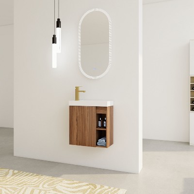 NicBex Floating Bathroom Vanity with Sink,Bathroom Sink Vanity with Soft Close Doors,Modern Bathroom Sink Cabinet for Bathroom,Walnut/Oak/White