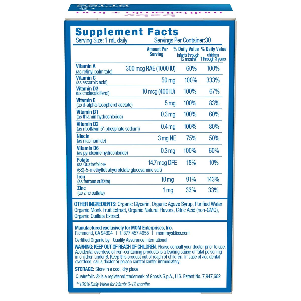 Mommy's Bliss Baby Multivitamin + Iron - 1 fl oz - thumbnail 10