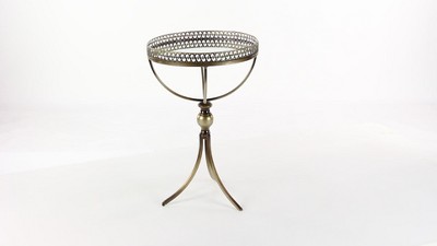 Gold Brass Round Metal and Glass Accent Table