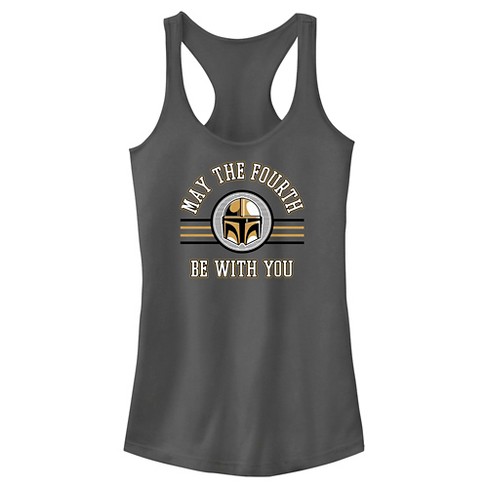 Juniors Womens Star Wars: The Mandalorian May the Fourth Be With You Din Djarin Racerback Tank Top - image 1 of 4