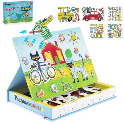 PICASSO-TILES 80 PC Pete the Cat Magnetic Storytelling Board Game Puzzle Board Playset, Toys for Kids 3+