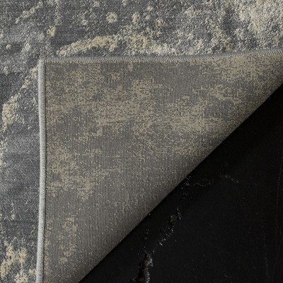 Light Grey and Multi Geometric Wool and Viscose Area Rug