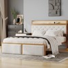 Upholstered Platform Bed Frame with Storage Headboard, Charging Station & 2 Drawers – Noise-Free - 3 of 4