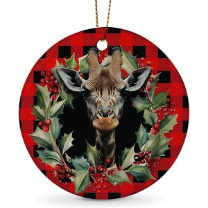 Lomsoe Giraffe Ornaments for Christmas Tree Ceramic Christmas Ornaments Red Christmas Tree Hanging Decor Christmas Gift Christmas Decor - 1 of 1