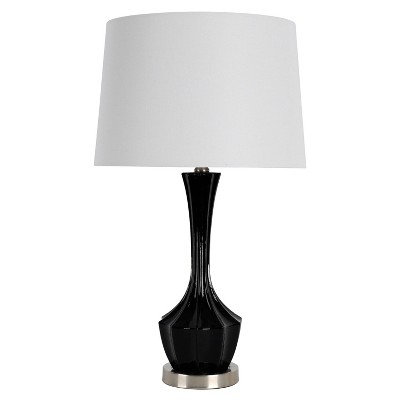 Glass Table Lamp Set with Brushed Steel Black - Decor Therapy