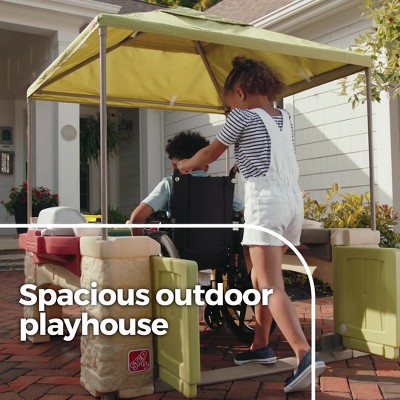 All around playtime patio with 2024 canopy playhouse