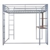Okak 79.5IN Full Size Metal Loft Bed with 2 Ladders, Bed Frames With Desk, 2 Shelves and Safety Guardrails, Bunk Bed for Bedroom, Dormitory - 4 of 4