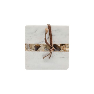 Small Brown Agate Serving Board Marble, Agate & Leather by Foreside Home & Garden