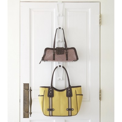 White Steel Chain Link Bag Holder Organizer