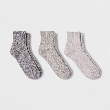 Women's Floral Print 3pk Crew Socks - A New Day™ Ivory/heather