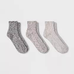 Women's Slub 3pk Ankle Socks - Universal Thread™ - Black/Gray 4-10