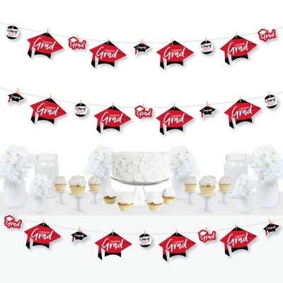Big Dot of Happiness Red Grad - Best is Yet to Come - 2021 Red Graduation Party DIY Decorations - Clothespin Garland Banner - 44 Pieces