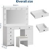 47" Vanity Desk with Mirror & Lights - 3 Adjustable Lighting Modes, Power Outlet, 7 Drawers & 1 Door - White Dressing Table for Bedroom - 3 of 4