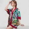 Anna-Kaci Lounge Women's Animal Print Pajama Set with Short Sleeves Button-Up Top and Contrast Trim Shorts - 4 of 4