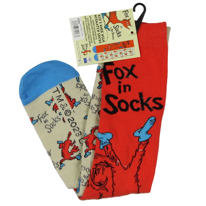 Dr. Seuss Kid's Fox In Socks Character Design Mismatched Knee-High Socks Multicoloured, 4 of 5