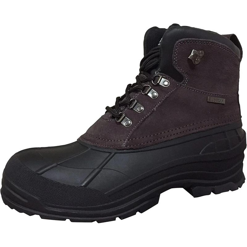 Men's Winter Shoes Leather 6" Insulated Hiking Snow Boots, Brown-6