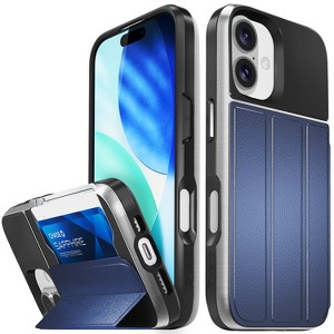 Vena vCommute For Apple iPhone 17 Case Wallet, Case with Stand Leather Card Holder [Military Grade Drop Protection], Black - 1 of 4