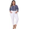Agnes Orinda Women's Plus Size V Neck 3/4 Sleeve Knit Stripe Boho Casual Blouses - 3 of 4