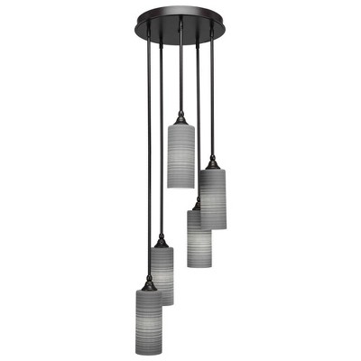Toltec Lighting Empire 5 - Light Pendant in  Dark Granite with 4” Gray Matrix Shade