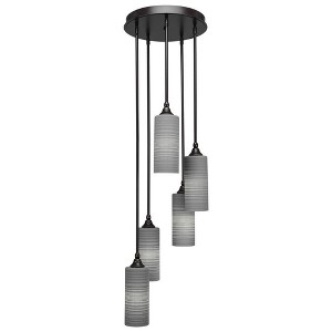 Toltec Lighting Empire 5 - Light Pendant in  Dark Granite with 4” Gray Matrix Shade - 1 of 1