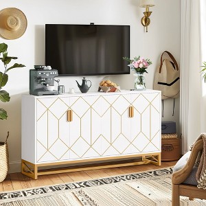 Kumasinova Modern Freestanding SideBoard Cabinet,Buffet Cabinet with 4 Doors and 2 Layer Storage Shelves for Living Room,Kitchen,Dinning Room,White - 1 of 4