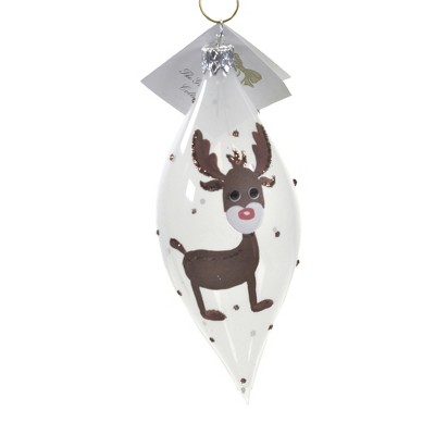 Holiday Ornament 5.0" Red Nose Reindeer Drop Ornament Deer Teardrop  -  Tree Ornaments