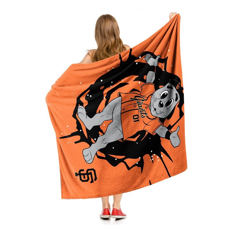 50&#34;x60&#34; MLB San Francisco Giants Mascot 2 Layer Silk Touch Faux Shearling Throw Blanket, 4 of 6