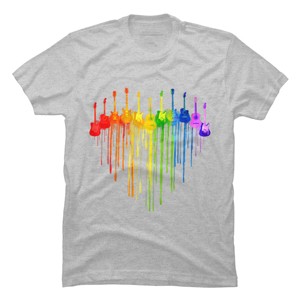 Design By Humans Guitar Heart Music Pride By ToruSanogawa T-Shirt - Athletic Heather - Small - 1 of 2