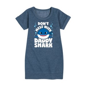 - Baby Shark - Don't Mess With Dadday Shark Graphic Short Sleeve Fleece Dress - 1 of 4