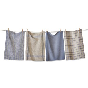 tagltd Set of 4 Canyon Woven Denim Blue Cotton   Kitchen Dishtowels Assorted Prints and Plaids 26L x 18W in. - 1 of 4