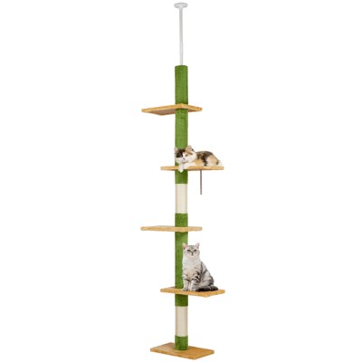 phiestina 90-106 inch Cat Tree, Indoor Cat Tower with Padded Platforms, Sisal Posts, and Cozy Condo, Dark Grey