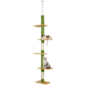 phiestina 90-106 inch Cat Tree, Indoor Cat Tower with Padded Platforms, Sisal Posts, and Cozy Condo, Dark Grey - 1 of 4