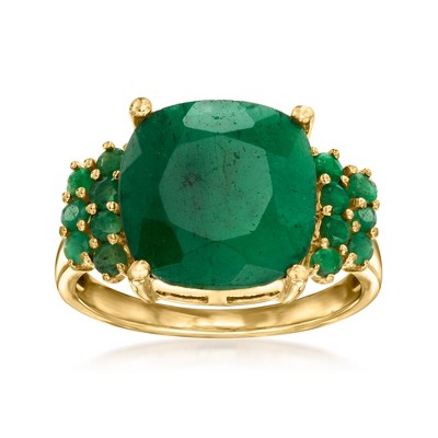 Ross-Simons 6.90 ct. t.w. Emerald Ring in 18kt Gold Over Sterling