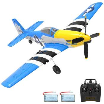 VOLANTEXRC 4-CH P51 Mustang WWII Ready To Fly Remote Controlled RC Airplane for Beginners with Xpilot Stabilization System, Blue
