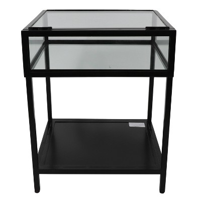 Claira Glass and Metal End Table Black - Décor Therapy