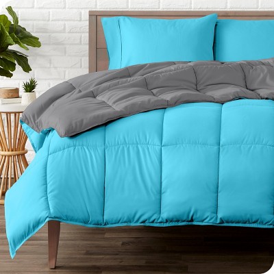 Bare Home Reversible Down Alternative Comforter Queen Grey/aqua : Target