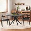 Okak Elegent Wooden Dining Table for 4-6 People, Round Table with Intersecting Pedestal Base, Kitchen Table for Dining Room, Living Room, Black - 3 of 4