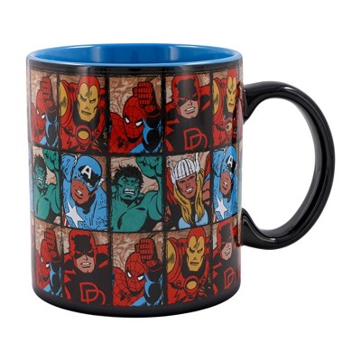 Silver Buffalo Marvel Comics The Avengers Character Grid Ceramic Mug | Holds 20 Ounces