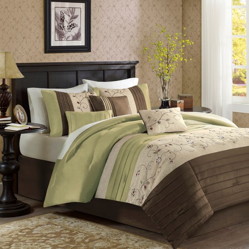 green comforter sets queen