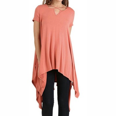 Women's Handkerchief Hem Short Sleeve Op - umgee