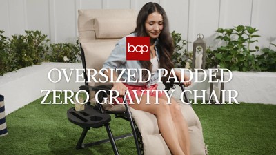 Oversized Fossil Gray Zero Gravity Lounger with Cushions and Arms