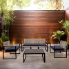 Kinger Home 4-Piece Patio Furniture Set for 5, Rattan Wicker seats and Cushions with Cast Aluminum frame - 2 of 4