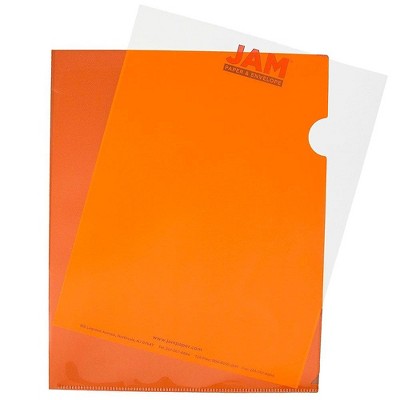 JAM Paper Plastic Sleeves 9" x 12" Orange 120/Pack 226330937B