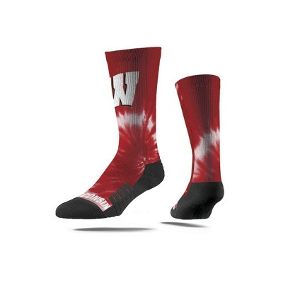 NCAA Wisconsin Badgers Tie-Dye Adult Crew Socks - M/L