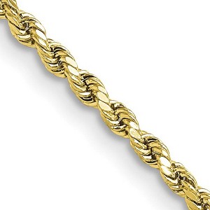 Black Bow Jewelry 2.25mm 10K Yellow Gold Hollow Diamond Cut Rope Chain Necklace - 1 of 4