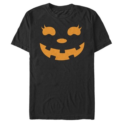 Men's CHIN UP Halloween Jack o' Lantern Face T-Shirt - Black - 2X Large